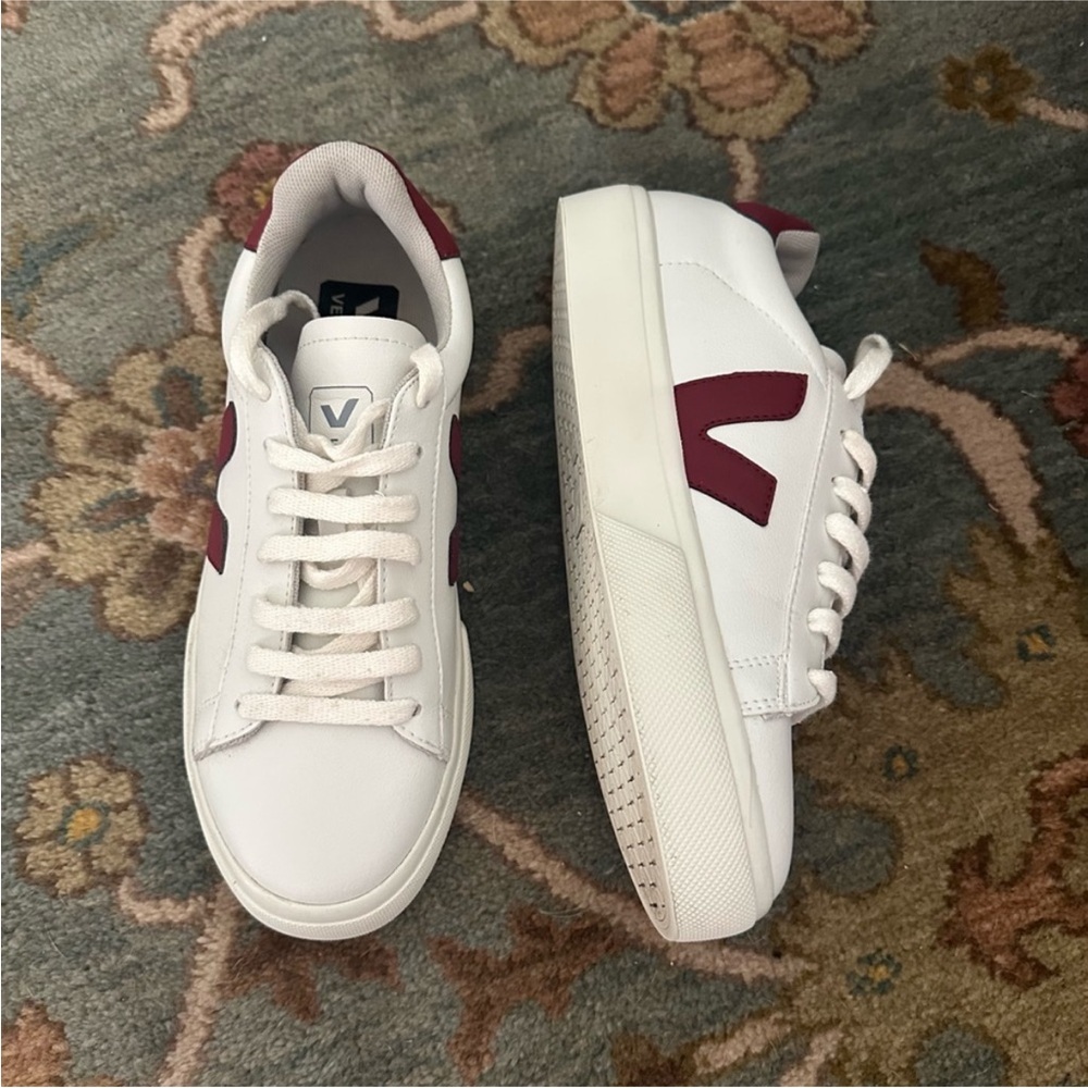 Veja White and Red Sneakers